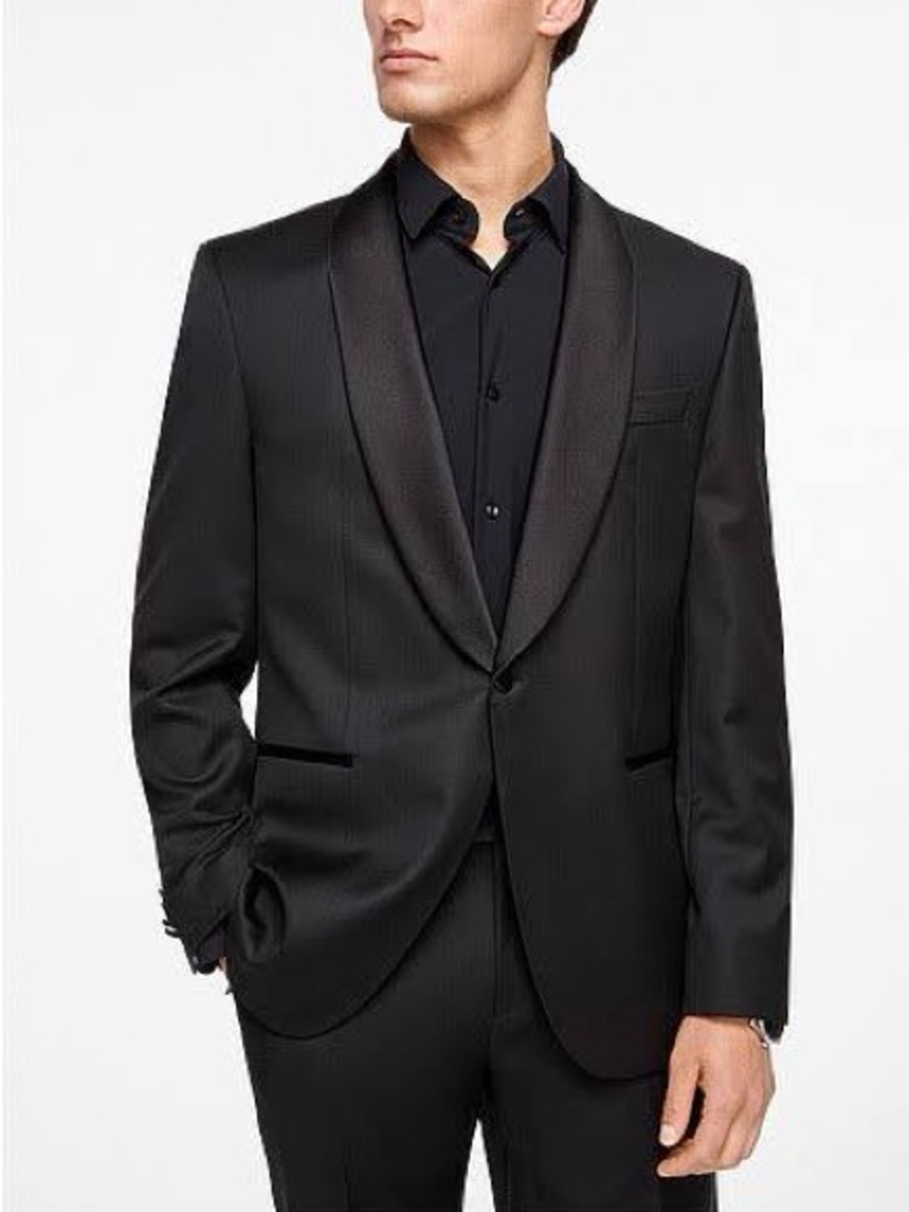 Joseph abboud loro piana fabric Men's Black Shawl Collar Tuxedo Jacket